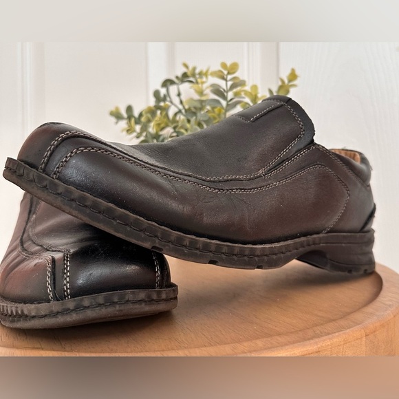 DOCKERS ~ Black Leather Stitched Slip-On Shoes with Comfort Insoles size 11 - Picture 6 of 7